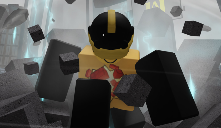 Heroes Battlegrounds Roblox media showing a character surrounded by debris